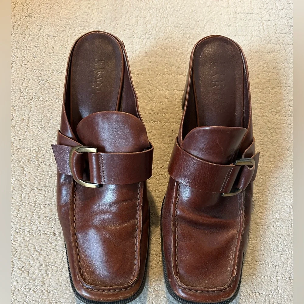 Franco Sarto y2K vintage heeled mule brown leather 9.5 - Picture 1 of 7